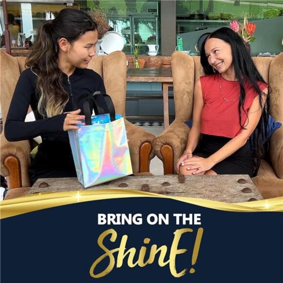 Iridescent Gift Bags Medium Size – Set of 12 Stunning Holographic Reusable Bags - Picture 5 of 7